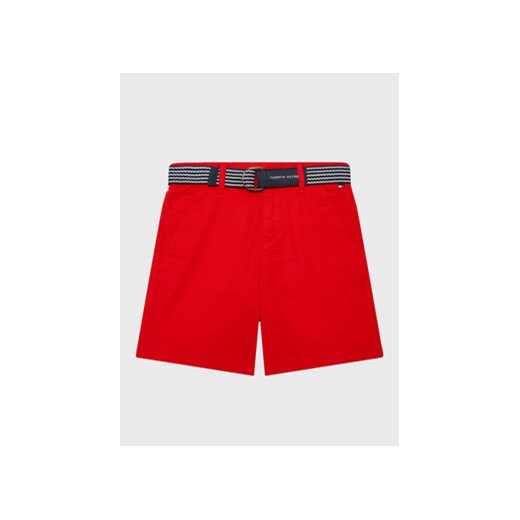 Tommy Hilfiger Szorty materiałowe Essential KB0KB08127 D Czerwony Slim Fit ze sklepu MODIVO w kategorii Spodenki chłopięce - zdjęcie 168530249