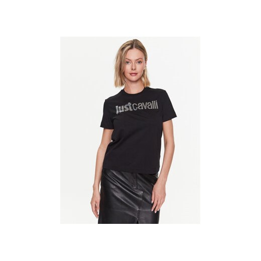 Just Cavalli T-Shirt 74PBHE01 Czarny Regular Fit ze sklepu MODIVO w kategorii Bluzki damskie - zdjęcie 168531699