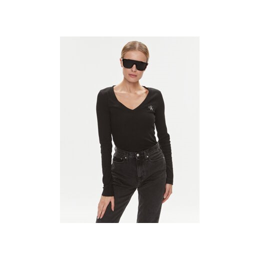 Calvin Klein Jeans Bluzka J20J222882 Czarny Regular Fit ze sklepu MODIVO w kategorii Bluzki damskie - zdjęcie 168534967