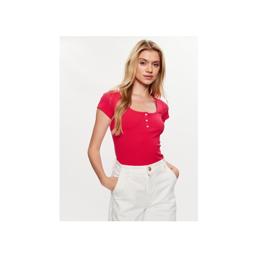 Guess Bluzka W2YP24 KBCO2 Różowy Slim Fit ze sklepu MODIVO w kategorii Bluzki damskie - zdjęcie 168535558