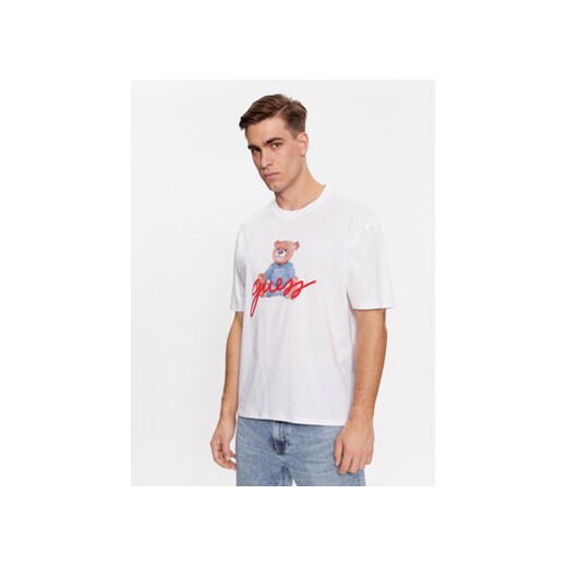 Guess T-Shirt M4RI81 K9RM1 Biały Slim Fit ze sklepu MODIVO w kategorii T-shirty męskie - zdjęcie 168535565
