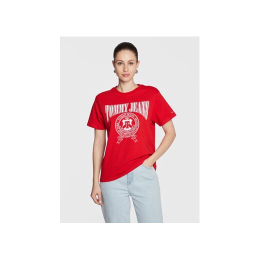 Tommy Jeans T-Shirt Varsity DW0DW14919 Czerwony Loose Fit ze sklepu MODIVO w kategorii Bluzki damskie - zdjęcie 168535578