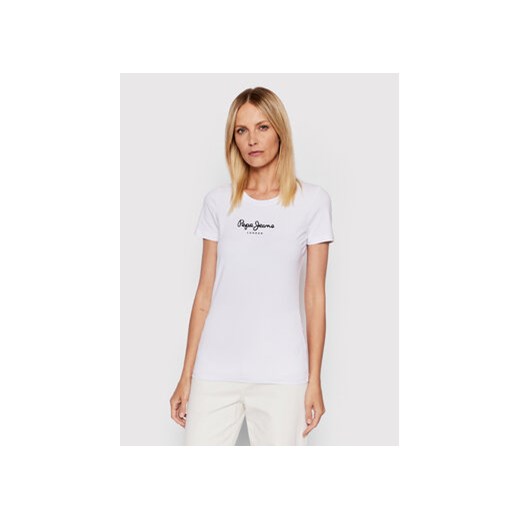 Pepe Jeans T-Shirt New Virgina PL505202 Biały Slim Fit ze sklepu MODIVO w kategorii Bluzki damskie - zdjęcie 168537275
