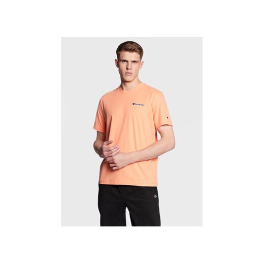 Champion T-Shirt Small Script Logo Embroidery 218006 Pomarańczowy Regular Fit ze sklepu MODIVO w kategorii T-shirty męskie - zdjęcie 168537499