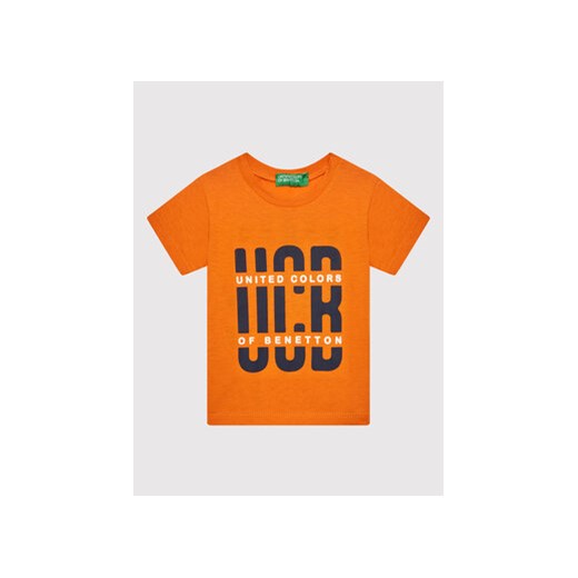 United Colors Of Benetton T-Shirt 3I1XG100G Pomarańczowy Regular Fit ze sklepu MODIVO w kategorii Koszulki niemowlęce - zdjęcie 168537766