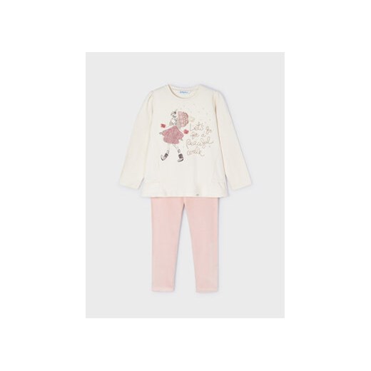 Mayoral Komplet bluzka i legginsy 4.785 Beżowy Regular Fit ze sklepu MODIVO w kategorii Komplety dziewczęce - zdjęcie 168538219