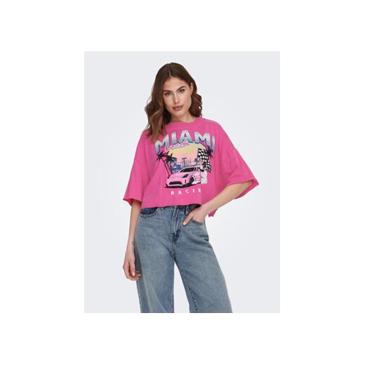 ONLY T-Shirt 15290548 Różowy Cropped Fit ze sklepu MODIVO w kategorii Bluzki damskie - zdjęcie 168538699