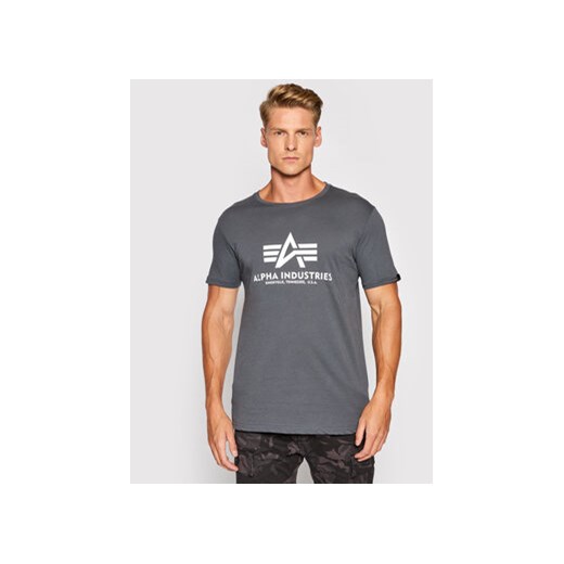 Alpha Industries T-Shirt Basic Reflective Print 100501RP Szary Regular Fit ze sklepu MODIVO w kategorii T-shirty męskie - zdjęcie 168541357