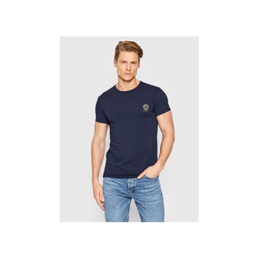 Versace T-Shirt Girocollo AUU01005 Granatowy Regular Fit ze sklepu MODIVO w kategorii T-shirty męskie - zdjęcie 168542225