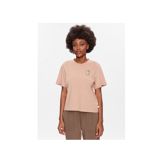 Outhorn T-Shirt TTSHF424 Beżowy Regular Fit ze sklepu MODIVO w kategorii Bluzki damskie - zdjęcie 168542495