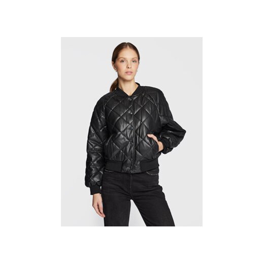 NAF NAF Kurtka z imitacji skóry Bombers THNK29A Czarny Regular Fit Naf Naf 42 MODIVO