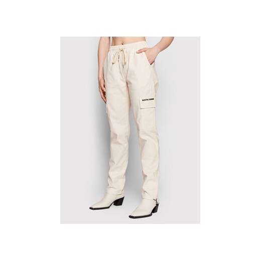 Sixth June Spodnie materiałowe 12059 Beżowy Regular Fit ze sklepu MODIVO w kategorii Spodnie damskie - zdjęcie 168545429