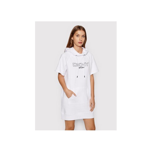 DKNY Sport Sukienka dzianinowa DP1D4601 Biały Regular Fit ze sklepu MODIVO w kategorii Sukienki - zdjęcie 168547627