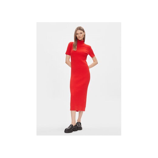 Tommy Hilfiger Sukienka dzianinowa WW0WW40986 Czerwony Slim Fit ze sklepu MODIVO w kategorii Sukienki - zdjęcie 168548289