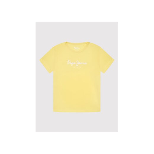 Pepe Jeans T-Shirt Hana Glitter PG501567 Żółty Regular Fit ze sklepu MODIVO w kategorii Bluzki dziewczęce - zdjęcie 168548395