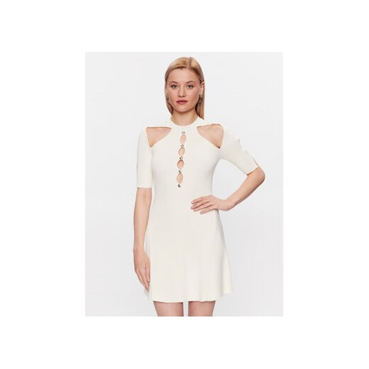 Pinko Sukienka dzianinowa 101227 A0TU Biały Regular Fit ze sklepu MODIVO w kategorii Sukienki - zdjęcie 168548498