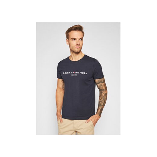 Tommy Hilfiger T-Shirt Core Logo Tee MW0MW11465 Granatowy Slim Fit ze sklepu MODIVO w kategorii T-shirty męskie - zdjęcie 168548566
