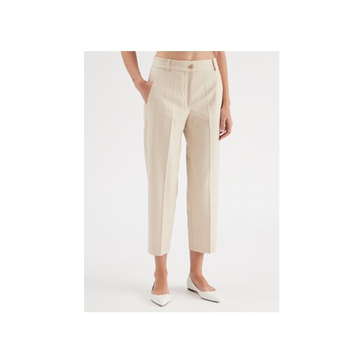 Tommy Hilfiger Spodnie materiałowe WW0WW39398 Beżowy Straight Fit ze sklepu MODIVO w kategorii Spodnie damskie - zdjęcie 168548698