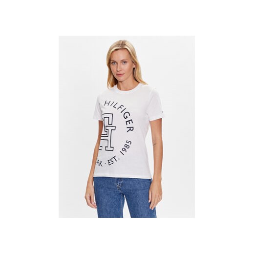 Tommy Hilfiger T-Shirt Exploded WW0WW40051 Biały Regular Fit ze sklepu MODIVO w kategorii Bluzki damskie - zdjęcie 168549028
