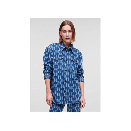 KARL LAGERFELD Koszula jeansowa Monogram 225W1408 Niebieski Oversize Karl Lagerfeld XS MODIVO