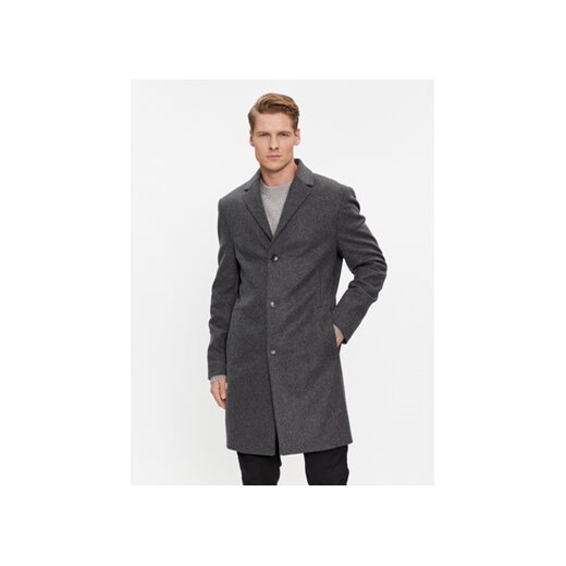 Calvin Klein Płaszcz wełniany K10K110462 Szary Regular Fit ze sklepu MODIVO w kategorii Płaszcze męskie - zdjęcie 168549616