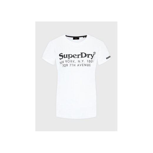 Superdry T-Shirt Vintage Venue Interest W1010844A Biały Regular Fit ze sklepu MODIVO w kategorii Bluzki damskie - zdjęcie 168550147