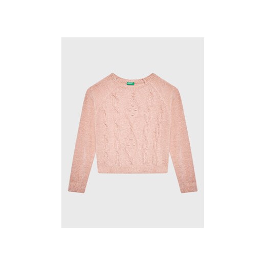United Colors Of Benetton Sweter 1027C101P Różowy Regular Fit ze sklepu MODIVO w kategorii Swetry dziewczęce - zdjęcie 168550229