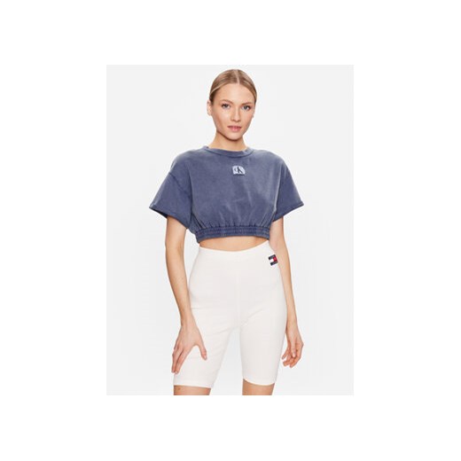 Calvin Klein Swimwear T-Shirt Crop Top KW0KW02088 Niebieski Regular Fit ze sklepu MODIVO w kategorii Bluzki damskie - zdjęcie 168550439