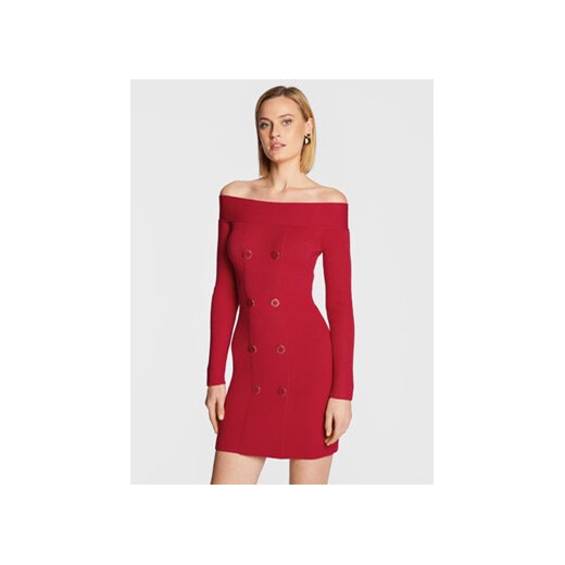 Elisabetta Franchi Sukienka dzianinowa AM-70T-26E2-V520 Czerwony Slim Fit ze sklepu MODIVO w kategorii Sukienki - zdjęcie 168550777
