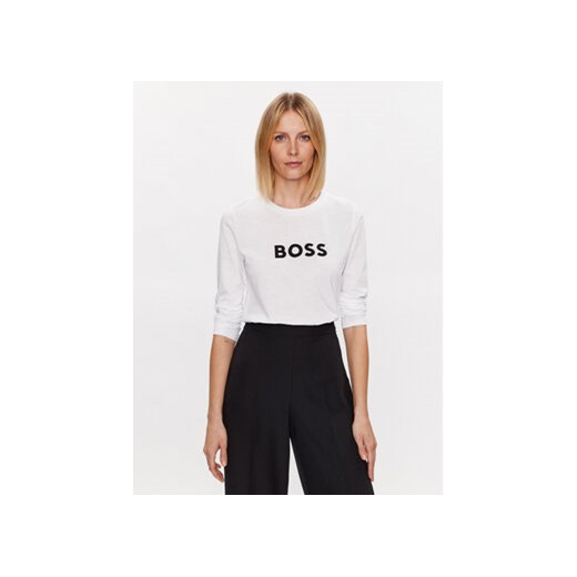 Boss Bluzka Logo 50489592 Biały Regular Fit ze sklepu MODIVO w kategorii Bluzki damskie - zdjęcie 168552658