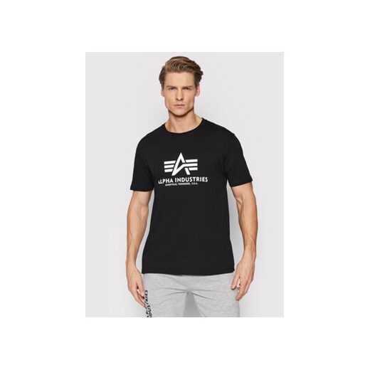Alpha Industries T-Shirt Basic Reflective Print 100501RP Czarny Regular Fit ze sklepu MODIVO w kategorii T-shirty męskie - zdjęcie 168552805