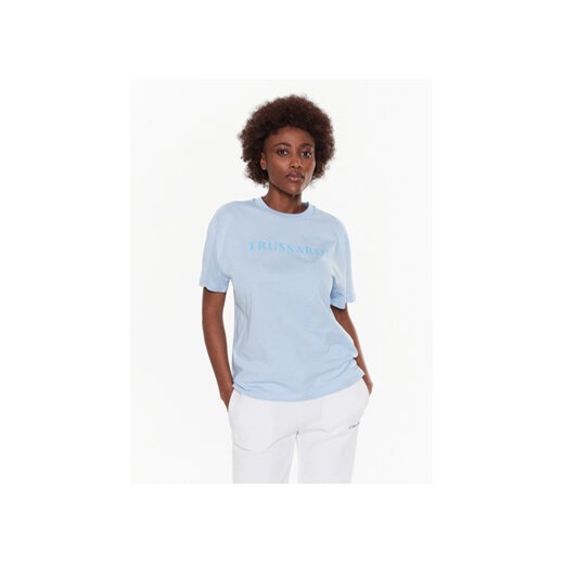 Trussardi T-Shirt Lettering Print 56T00565 Niebieski Regular Fit ze sklepu MODIVO w kategorii Bluzki damskie - zdjęcie 168553247