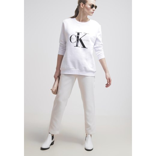 Calvin Klein Jeans Bluza bright white zalando szary bez wzorów/nadruków