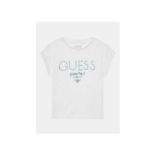 Guess T-Shirt J4RI37 J1314 Biały Regular Fit ze sklepu MODIVO w kategorii Bluzki dziewczęce - zdjęcie 168553519