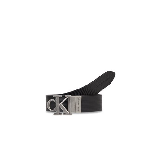 Calvin Klein Jeans Pasek Damski Round Mn/Rev Lthr Text Belt K60K611248 Czarny ze sklepu MODIVO w kategorii Paski damskie - zdjęcie 168553818