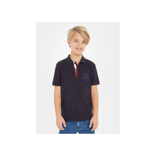 Tommy Hilfiger Polo Splitted Global Sripe KB0KB08318 D Granatowy Regular Fit Tommy Hilfiger 8Y wyprzedaż MODIVO