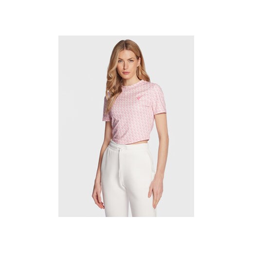 Guess T-Shirt V3GP18 MC03W Różowy Regular Fit ze sklepu MODIVO w kategorii Bluzki damskie - zdjęcie 168555387