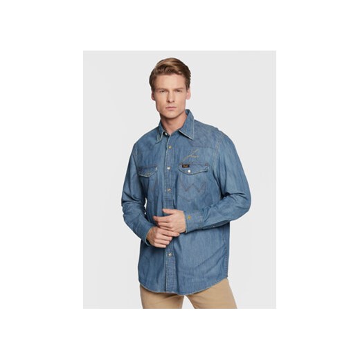 Wrangler Koszula jeansowa LEON BRIDGES W5M0CX31O 112328528 Niebieski Regular Fit ze sklepu MODIVO w kategorii Koszule męskie - zdjęcie 168555596