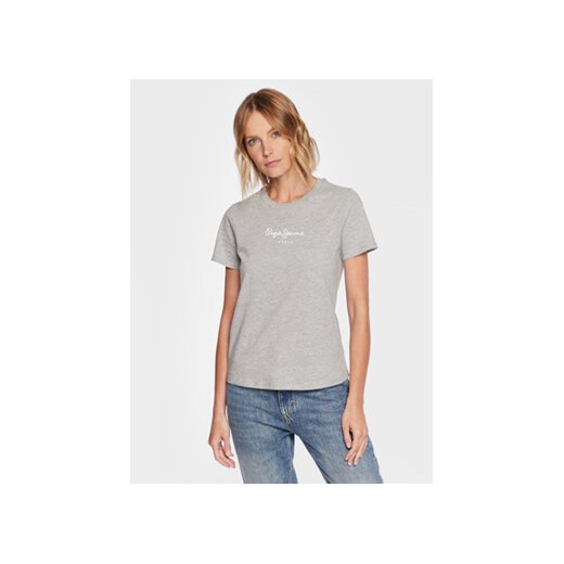 Pepe Jeans T-Shirt Wendy PL505480 Szary Regular Fit ze sklepu MODIVO w kategorii Bluzki damskie - zdjęcie 168556488