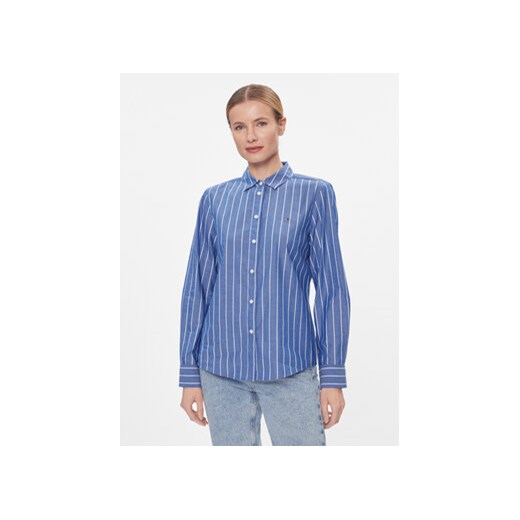 Tommy Hilfiger Koszula Baseball Stripe Regular Shirt WW0WW41155 Niebieski Regular Fit ze sklepu MODIVO w kategorii Koszule damskie - zdjęcie 168557096