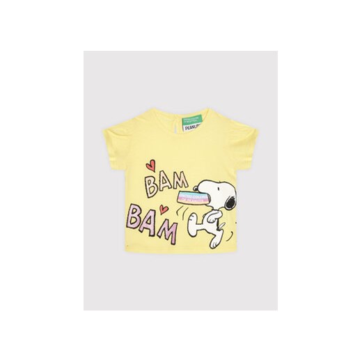 United Colors Of Benetton T-Shirt PEANUTS 3096C1564 Żółty Regular Fit ze sklepu MODIVO w kategorii Koszulki niemowlęce - zdjęcie 168557318