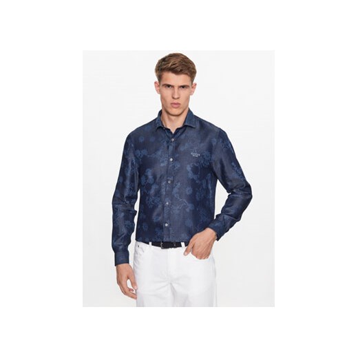 Guess Koszula M3YH10 WFKE0 Granatowy Slim Fit ze sklepu MODIVO w kategorii Koszule męskie - zdjęcie 168557437