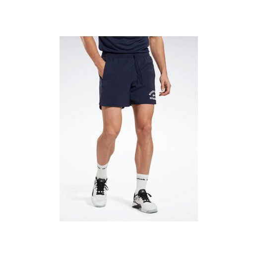 Reebok Szorty sportowe Training Graphic Woven Shorts HT3704 Niebieski ze sklepu MODIVO w kategorii Spodenki męskie - zdjęcie 168557628