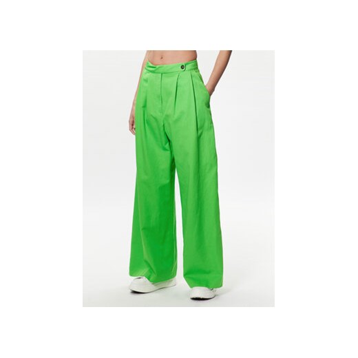 Tommy Hilfiger Spodnie materiałowe WW0WW38596 Zielony Wide Leg ze sklepu MODIVO w kategorii Spodnie damskie - zdjęcie 168559027