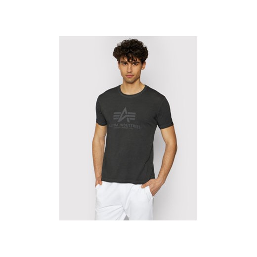 Alpha Industries T-Shirt Basic T Oildye 116515 Czarny Regular Fit ze sklepu MODIVO w kategorii T-shirty męskie - zdjęcie 168560135