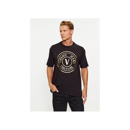 Versace Jeans Couture T-Shirt 75GAHT05 Czarny Regular Fit ze sklepu MODIVO w kategorii T-shirty męskie - zdjęcie 168560889