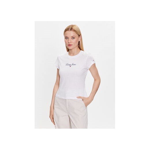 Tommy Jeans T-Shirt DW0DW16145 Biały Regular Fit ze sklepu MODIVO w kategorii Bluzki damskie - zdjęcie 168561159