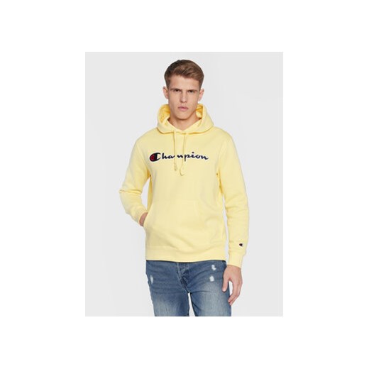 Champion Bluza Script Logo Embroidery 217858 Żółty Regular Fit ze sklepu MODIVO w kategorii Bluzy męskie - zdjęcie 168563088