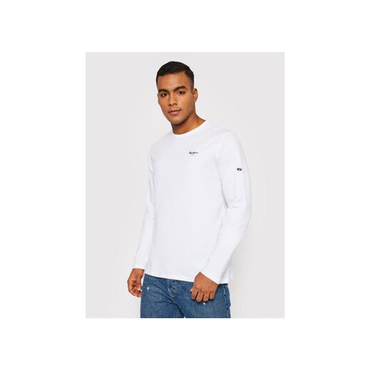 Pepe Jeans Longsleeve Original Basic 2 Long N PM508211 Biały Slim Fit ze sklepu MODIVO w kategorii T-shirty męskie - zdjęcie 168563379