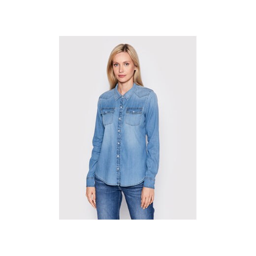 Guess Koszula W2GH75 D4NA1 Niebieski Slim Fit ze sklepu MODIVO w kategorii Koszule damskie - zdjęcie 168563528